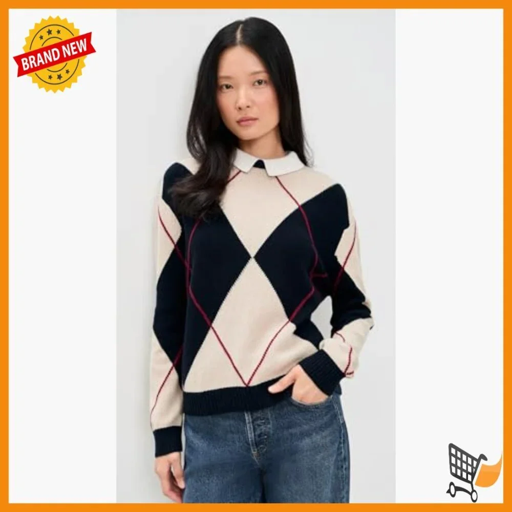 Wool Blend Collared Pullover Sweater Long Sleeve Standard Fit